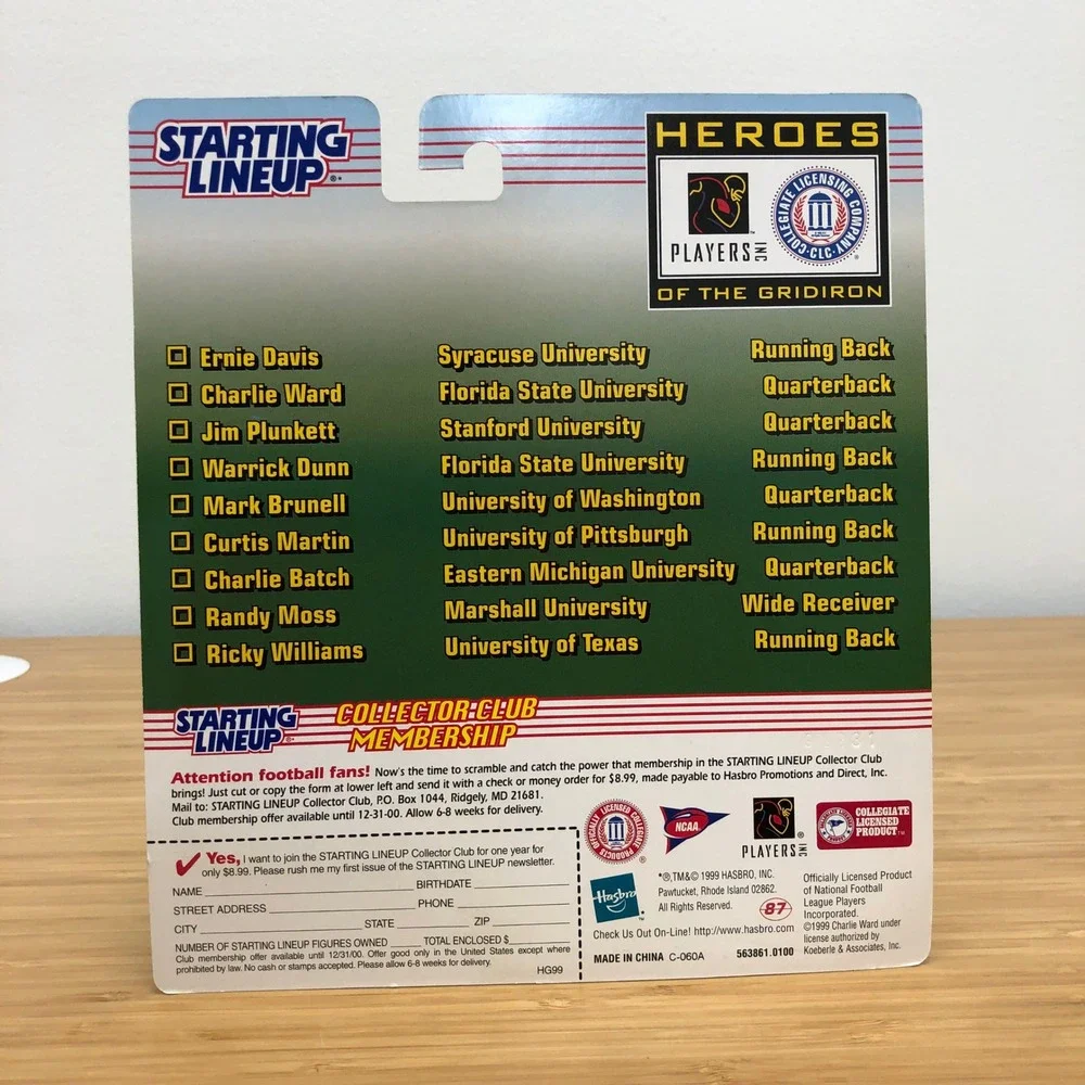 Starting‎ Lineup Charlie Batch Action Figure Mens Collectors Green EMU 1999 NCAA